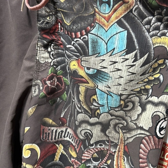 Billabong Mexico Bali Lotus Flower Cobra Snake Eagle Talon Surf Board Shorts 32 - Picture 7 of 16